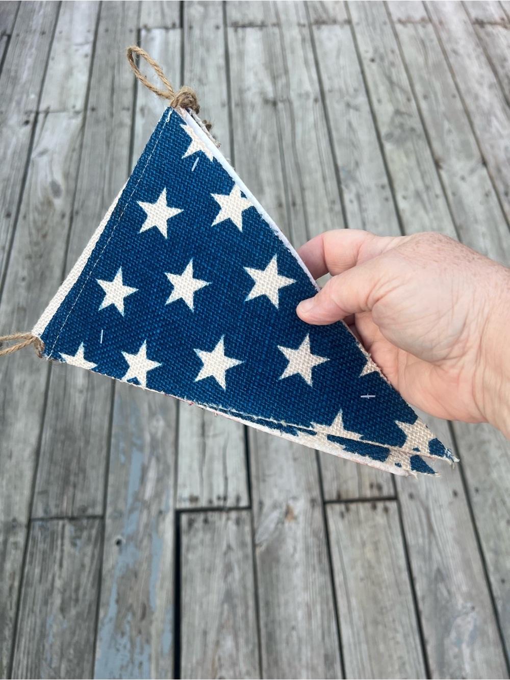 Blue Star Burlap Pennant Banner - Rustic Home Accent - Picture 3 of 4